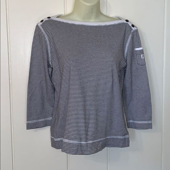 Lauren Jeans Co. black & white striped kni… - Picture 1 of 8